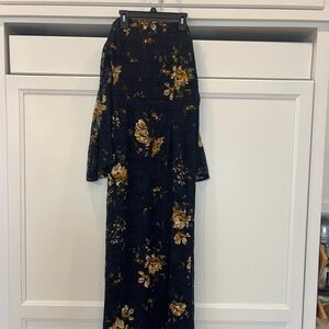 Floral Long Sleeve Maxi Skirt - Black and Gold